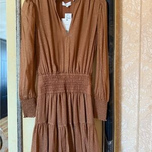 A.L.C. Shimmering Brown Long Sleeve Dress